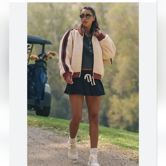 NWOT Free People Tan/brown Fleece Sherpa Scrunchy Pipa Jacket Sz S - Picture 2 of 10